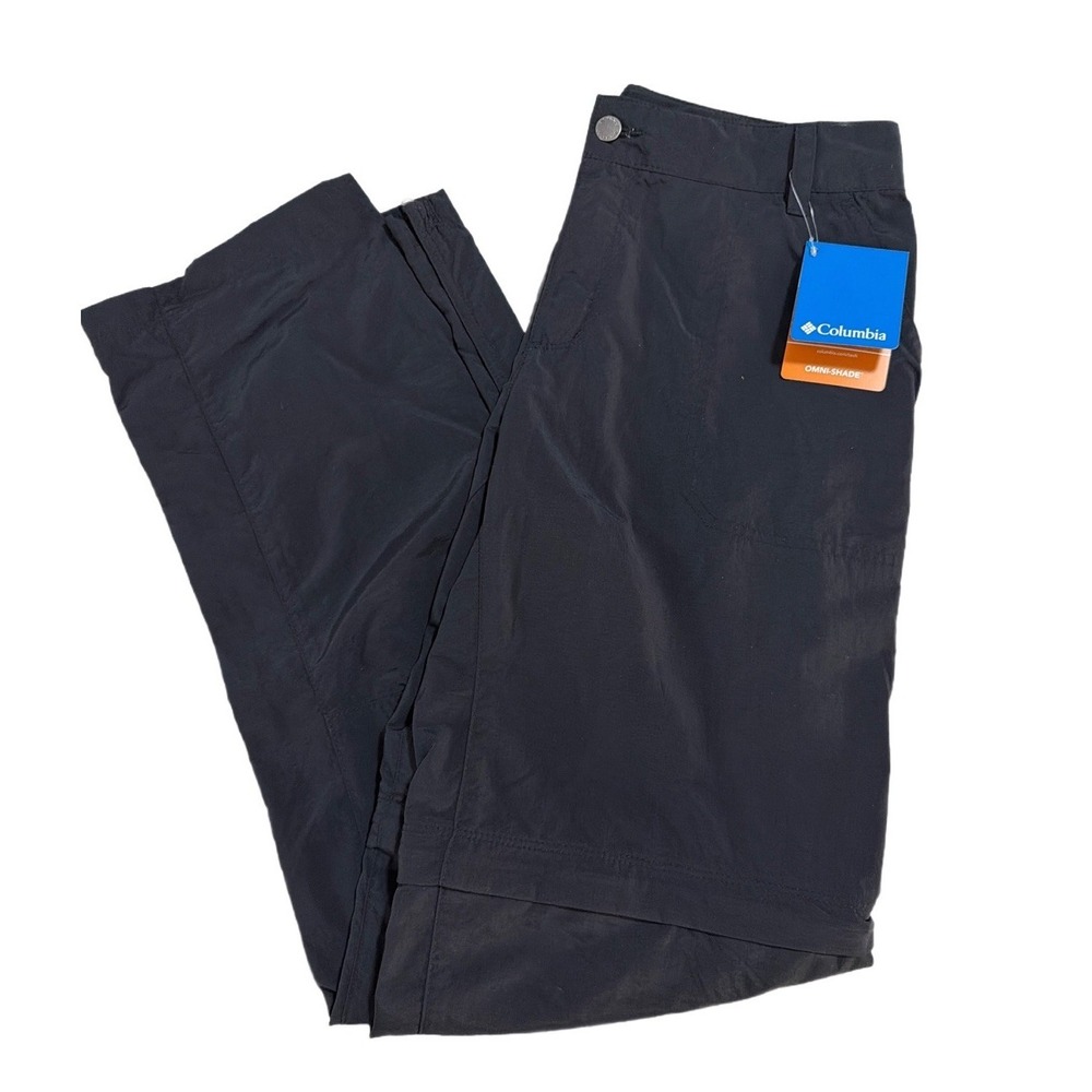 NWT Columbia Omni Shade Straight Leg Active Fit Black Half Zip Pants Hike Trail
